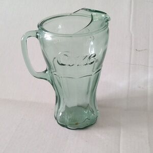 Vintage Coca Cola Coke Green Glass Pitcher,Approx  10 1/2"
